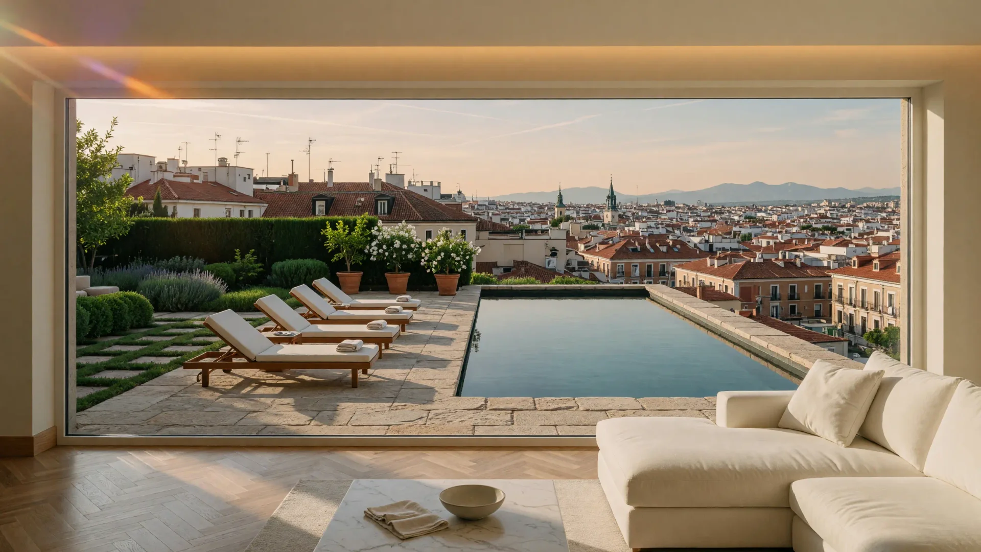 Piscina desbordante en un chalet del noroeste de Madrid